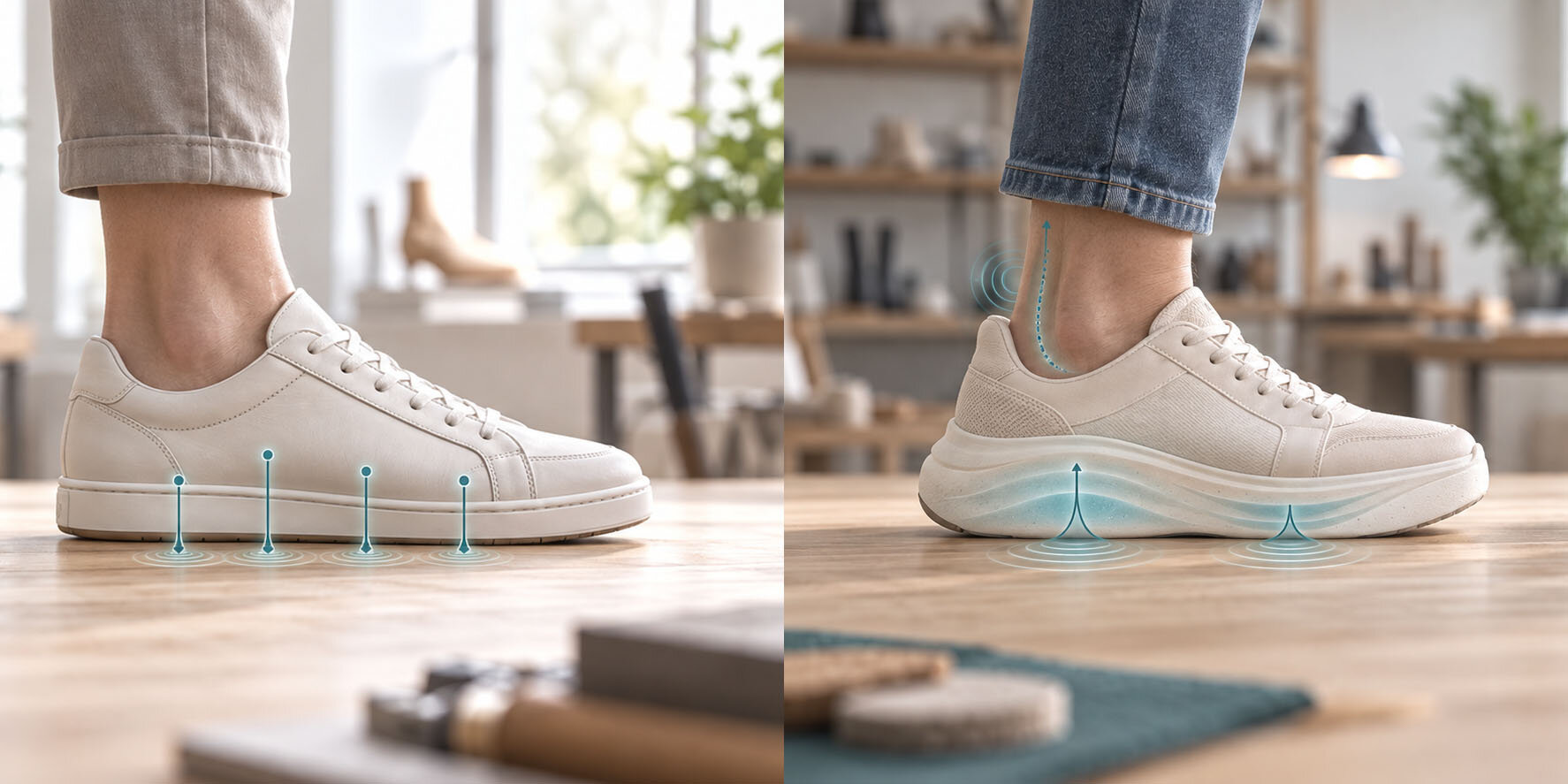 ergleich einer klar definierten Schuhsohle mit einer...