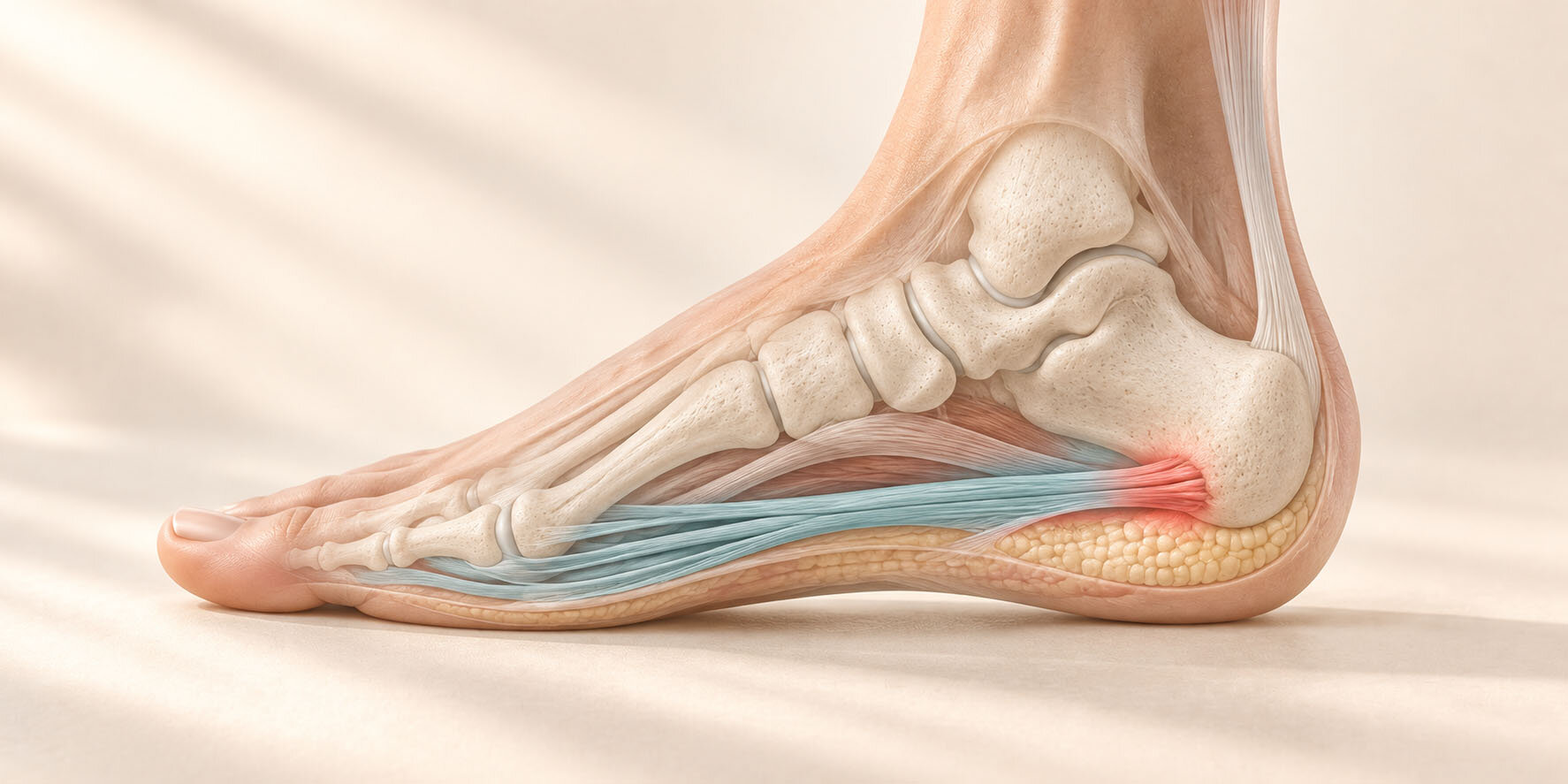 Schematische Darstellung einer Plantarfasziitis