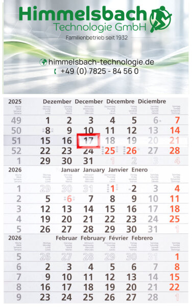 Kalender 3 Mon. 2027